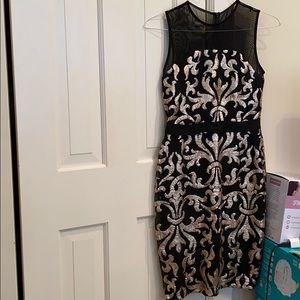 Stunning Black lace w/ gold sequins dress size 0